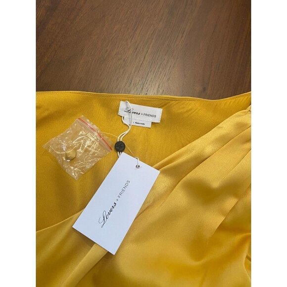 Lovers + Friends Yellow One Shoulder Ana Mini Dress New Satin Cocktail - Picture 8 of 9
